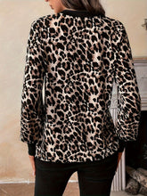 Decorative Button Leopard V-Neck Long Sleeve T-Shirt OutfitFlow